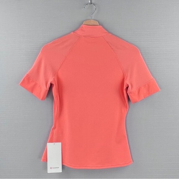 RARE! NEW Lululemon Short-Sleeve Shirt Sz. 6 - Sunny Coral *Nulux Half-Zip Golf - Picture 3 of 9